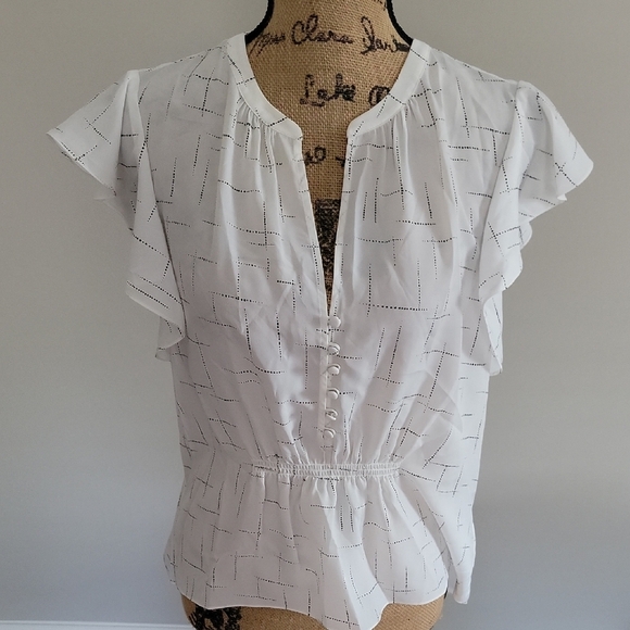 Joie Tops - Joie White Blouse with Ruffle Sleeves